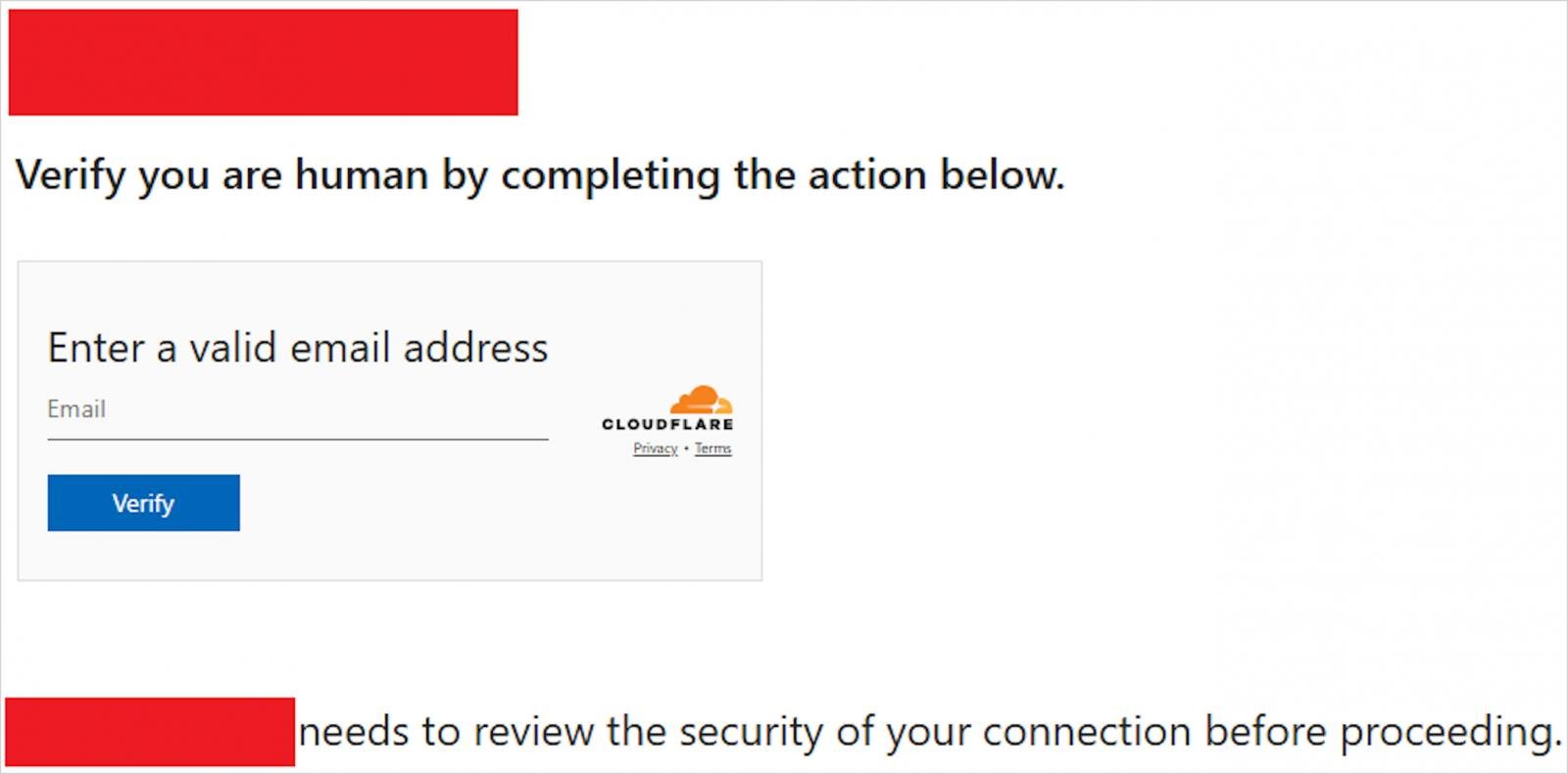 Páginas falsas de verificação da Cloudflare