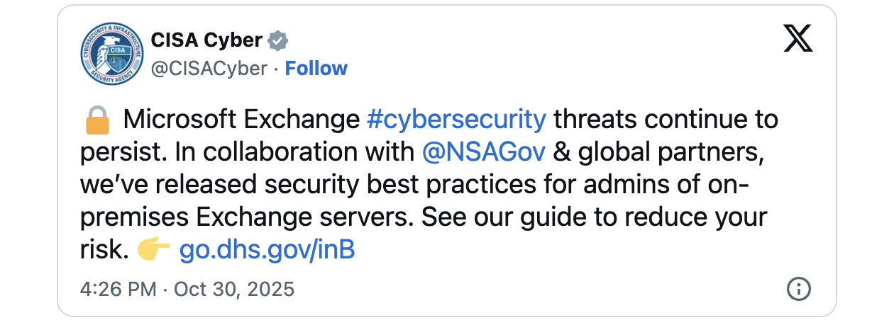 CISA and NSA share tips on securing Microsoft Exchange servers – Against Invaders – Notícias de CyberSecurity para humanos.