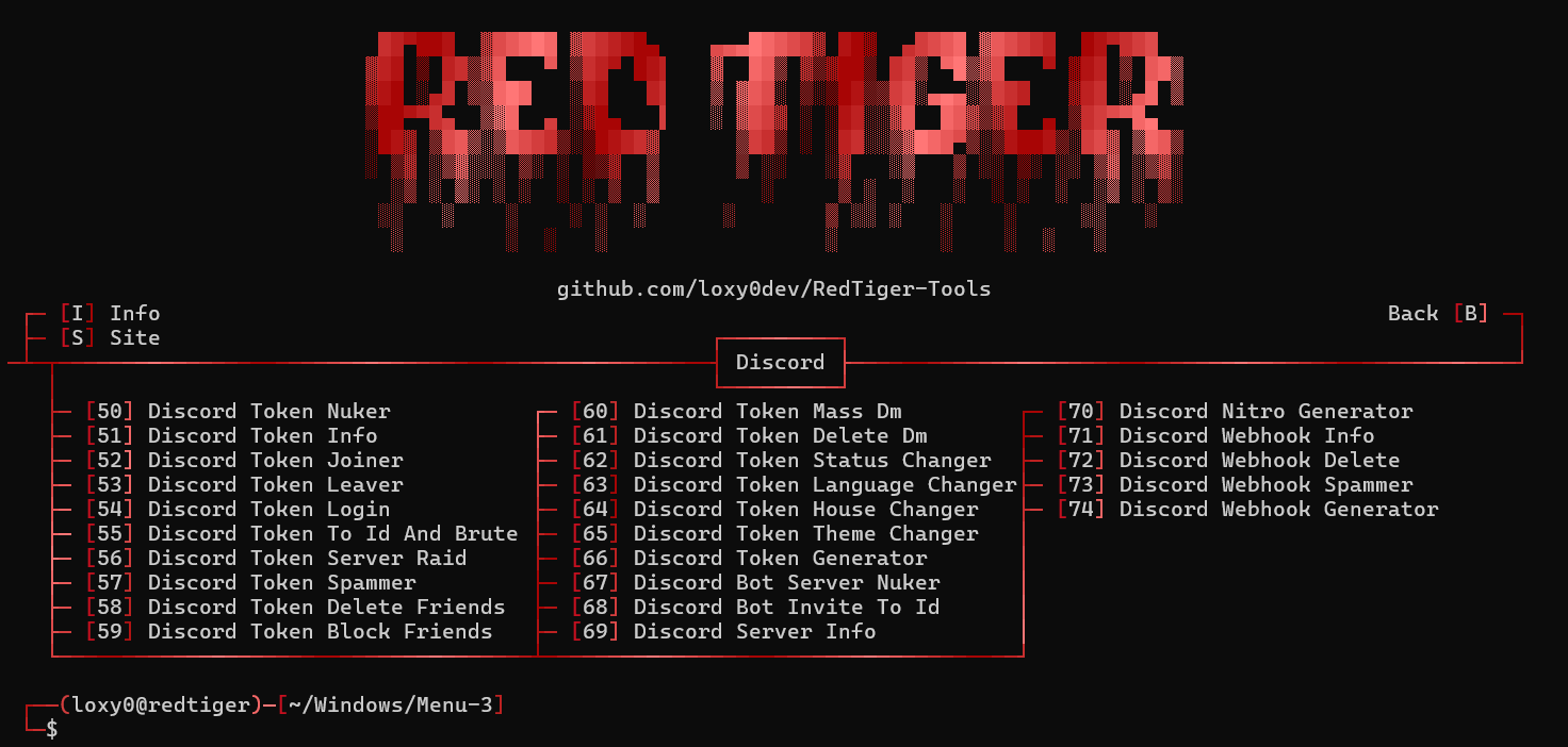 Discord-related tools in RedTiger