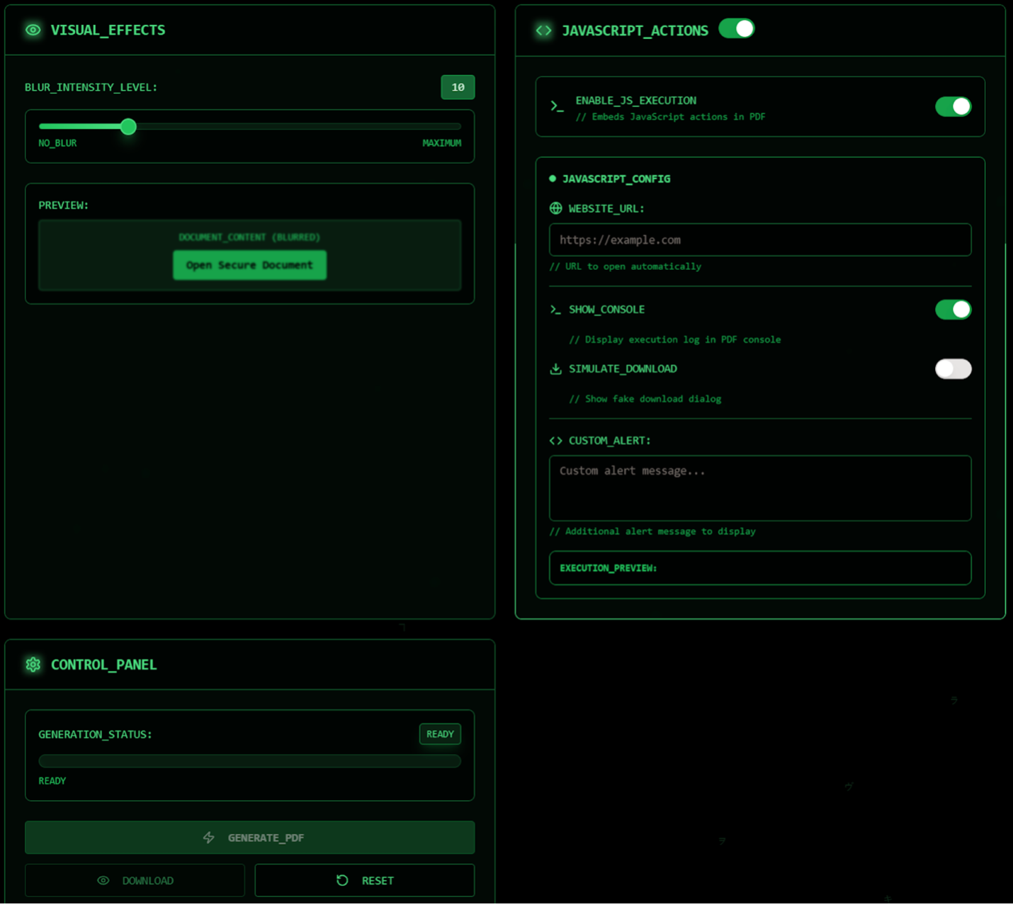 Tela de recursos do MatrixPDF
