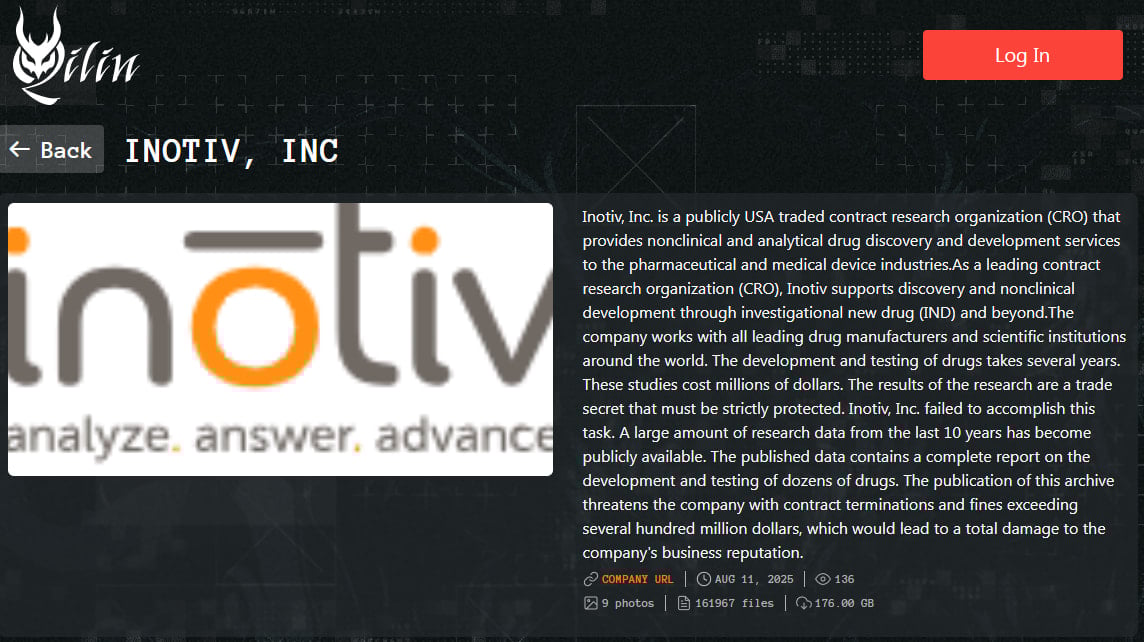 Qilin ransomware anunciando Asahi