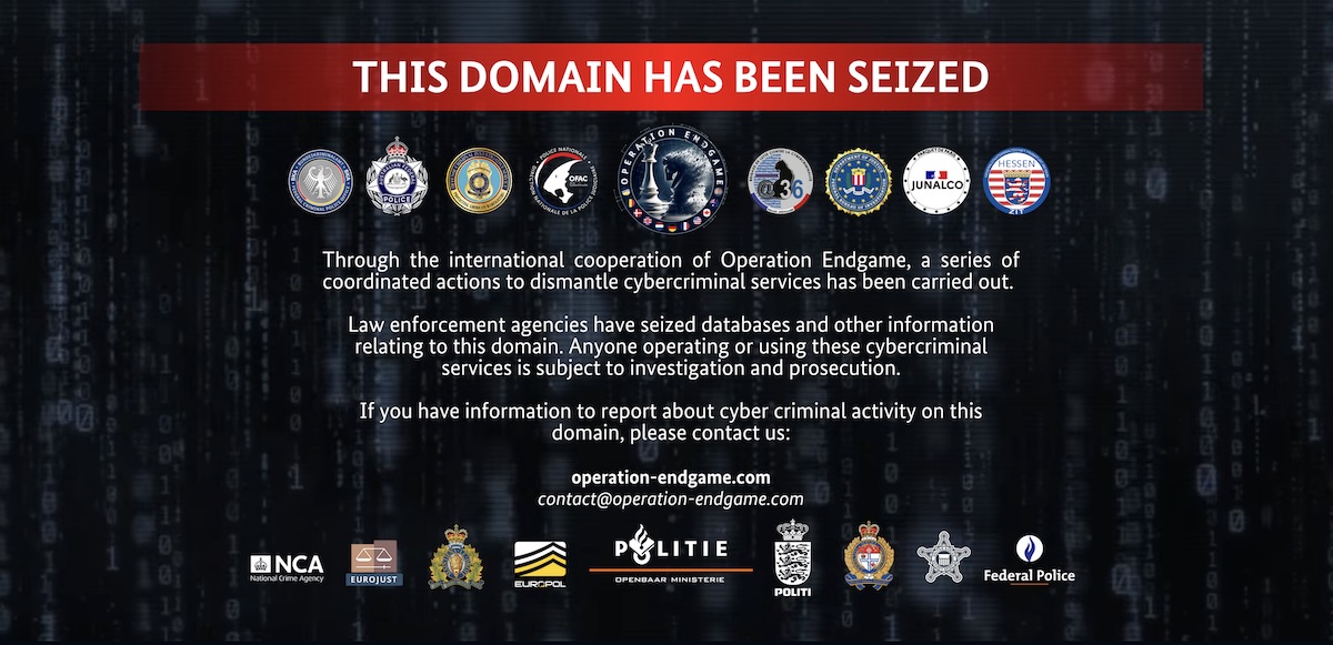 Banner de apreens&atilde;o no site Tor de Rhadamanthys