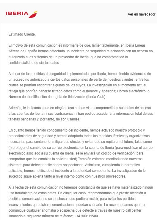 Iberia discloses customer data leak after vendor security breach - Against Invaders