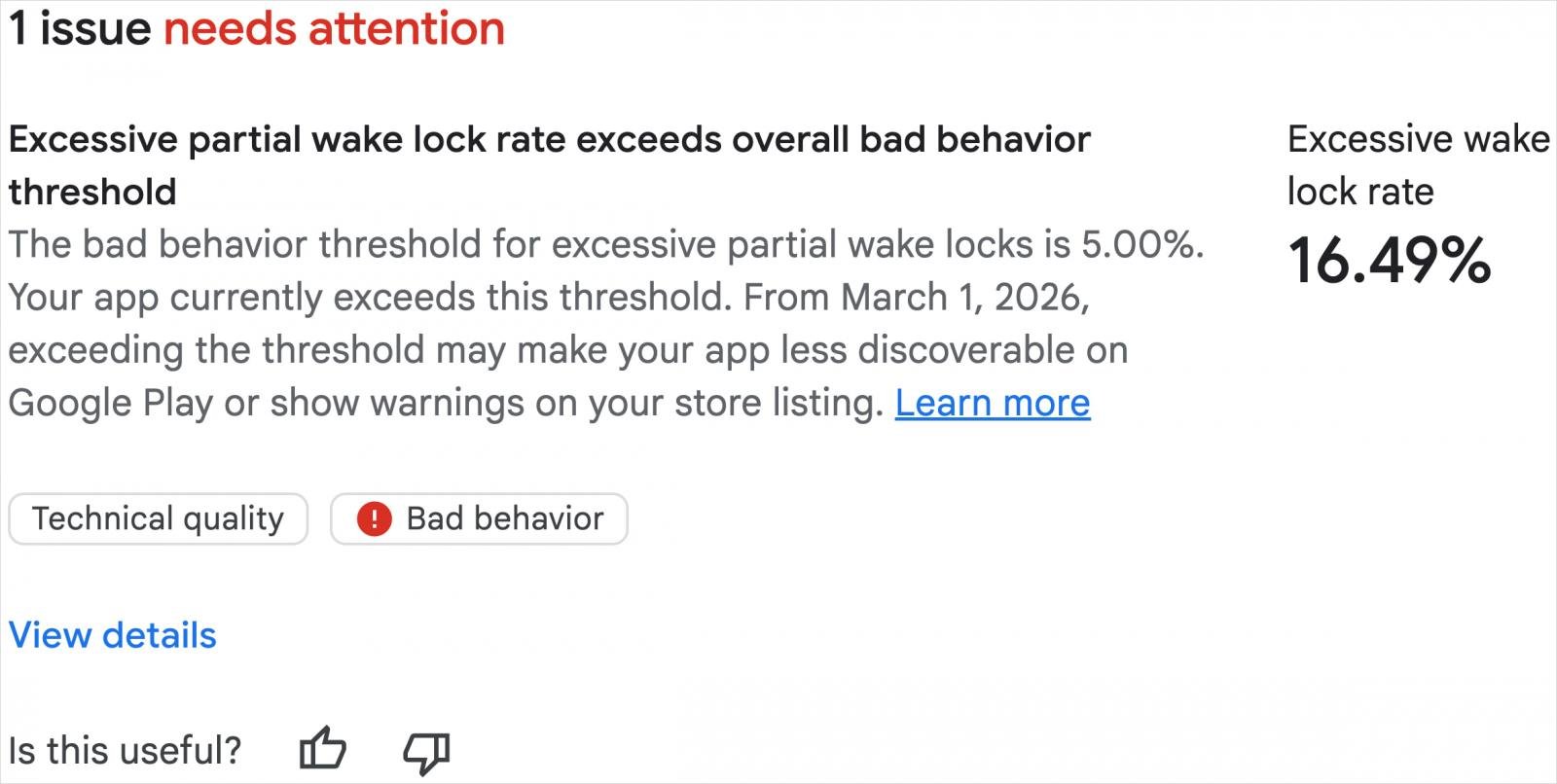Aviso para desenvolvedores de aplicativos com uso excessivo de CPU/bateria