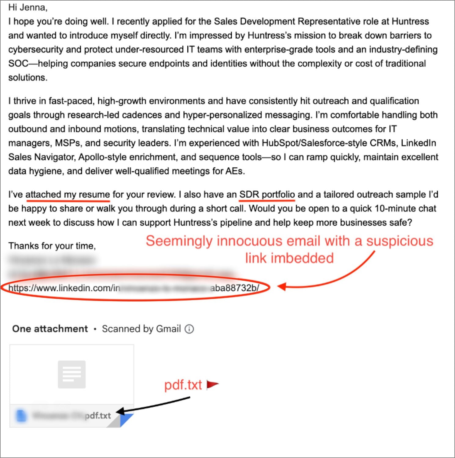 Mensagem de phishing